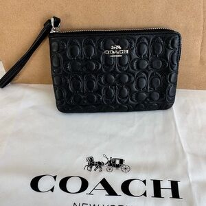 Coach Black Embossed Wristlet